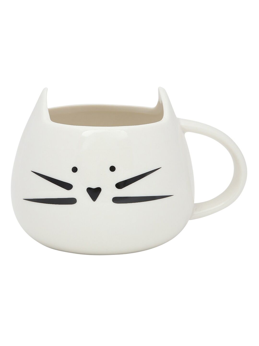 BonZeaL White & Black Hand Painted Ceramic Ceramic Cute Kitten Cat Coffee Glossy Cup