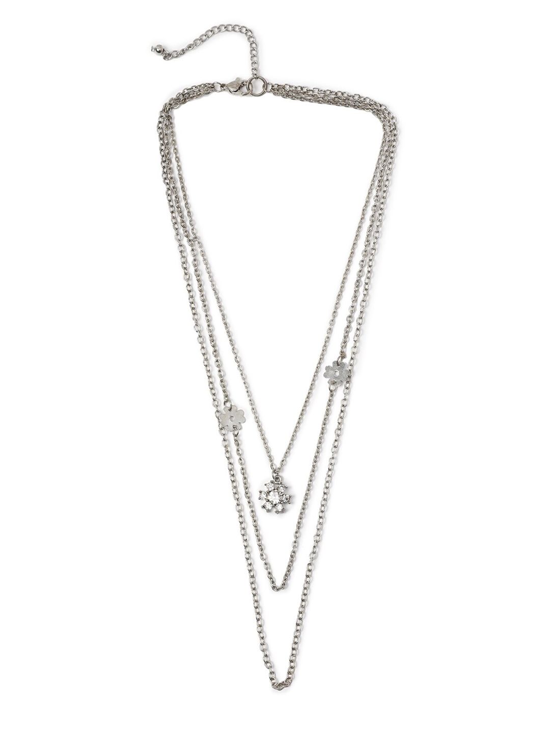 FOREVER 21 Silver-Toned Pendant Layered Necklace Price in India