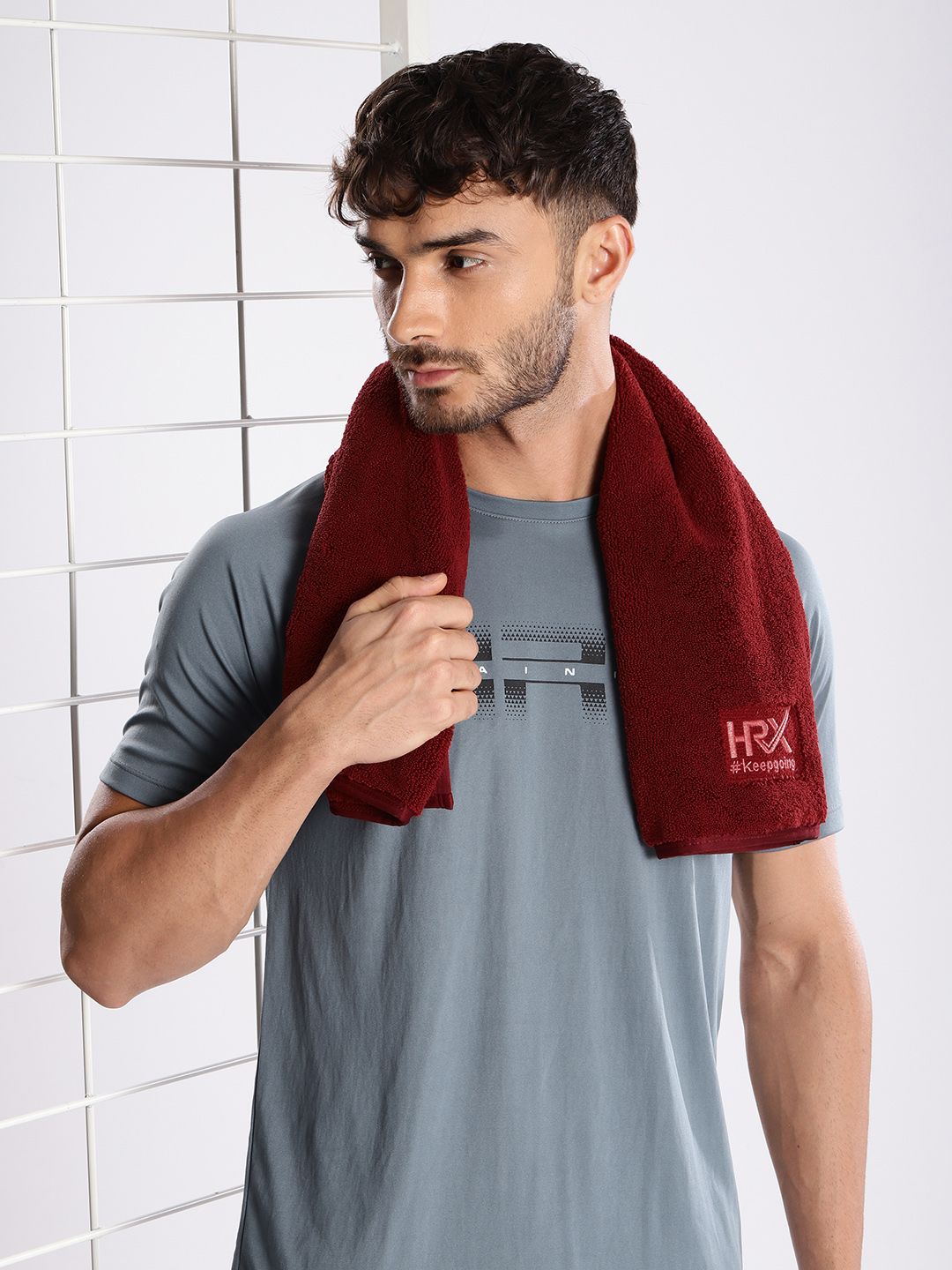 HRX by Hrithik Roshan Unisex Burgundy Solid Face Towel Price in India
