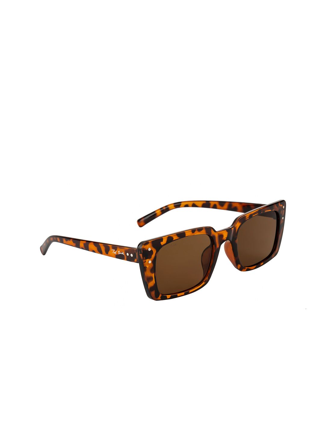 Ted Smith Unisex Brown Lens & Brown UV Protected Rectangle Sunglasses TWOPINES_DEMI Price in India