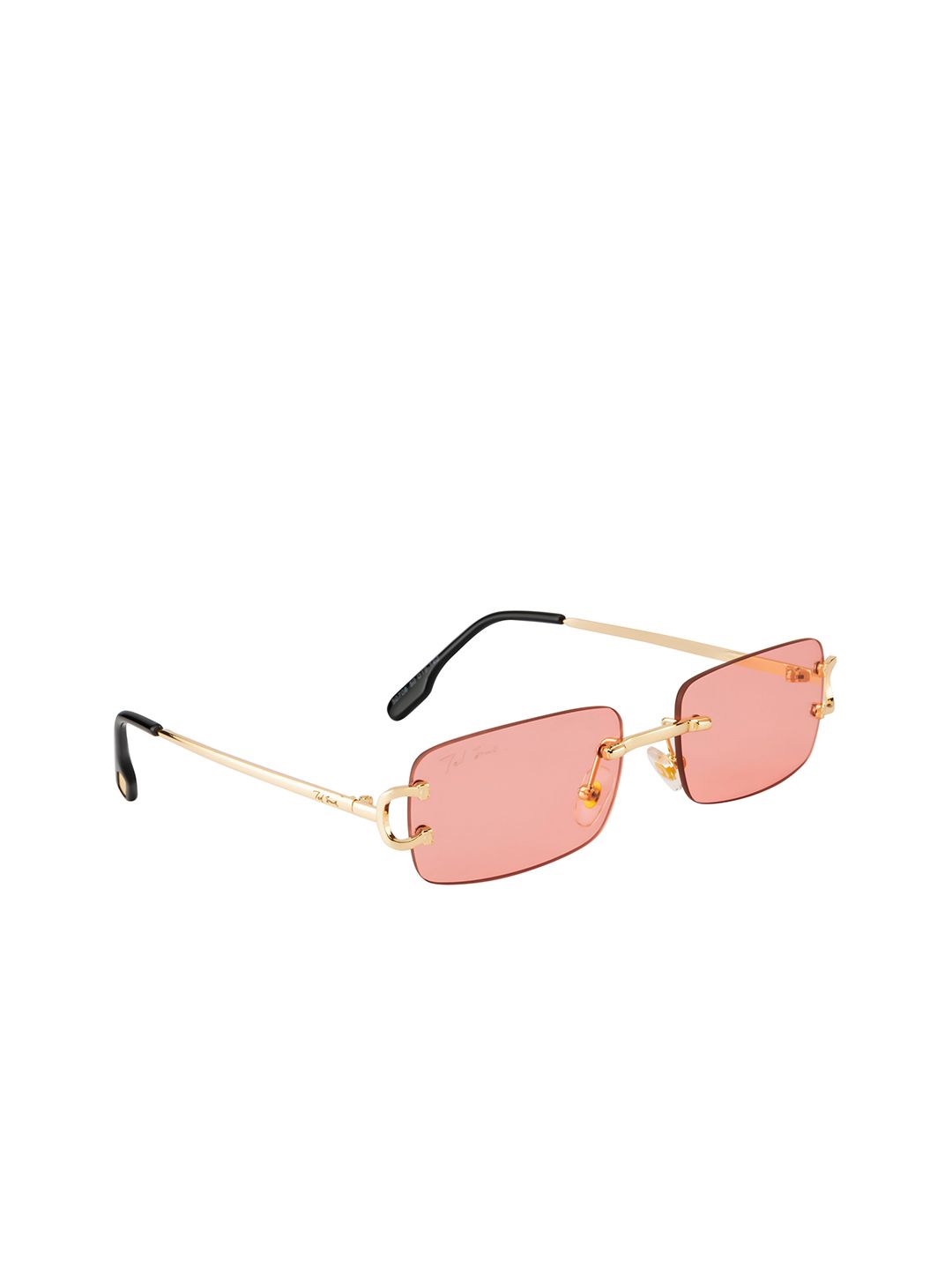 Ted Smith Adult Pink Lens & Gold Rectangle UV Protected Sunglasses CLASIQUE_C5-Pink Price in India