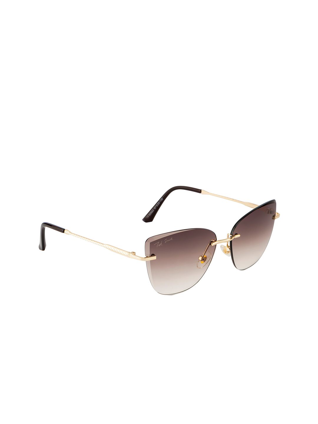 Ted Smith Women Brown Lens & Gold-Toned Cateye Sunglasses with UV Protected Lens SPLASH_C2 Price in India