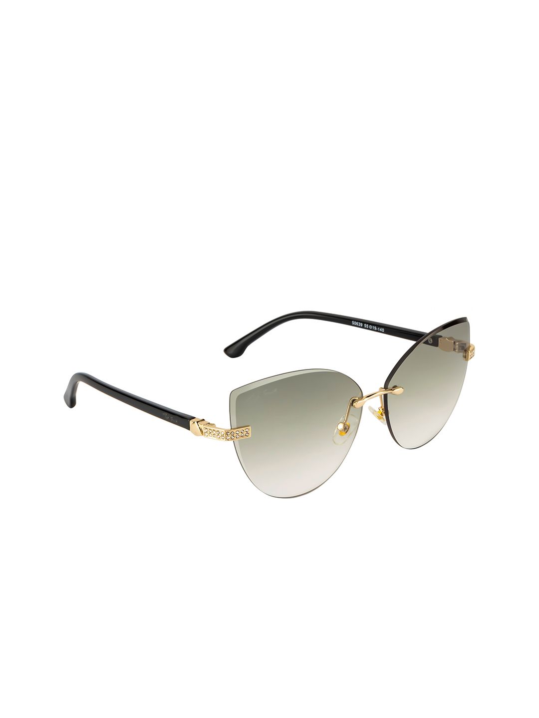 Ted Smith Women Green Lens & Gold-Toned Cateye Sunglasses with UV Protected Lens ELAN_C4 Price in India