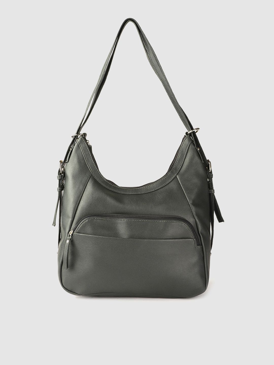 The Roadster Lifestyle Co Olive Green Solid Structured Hobo Bag Price in India