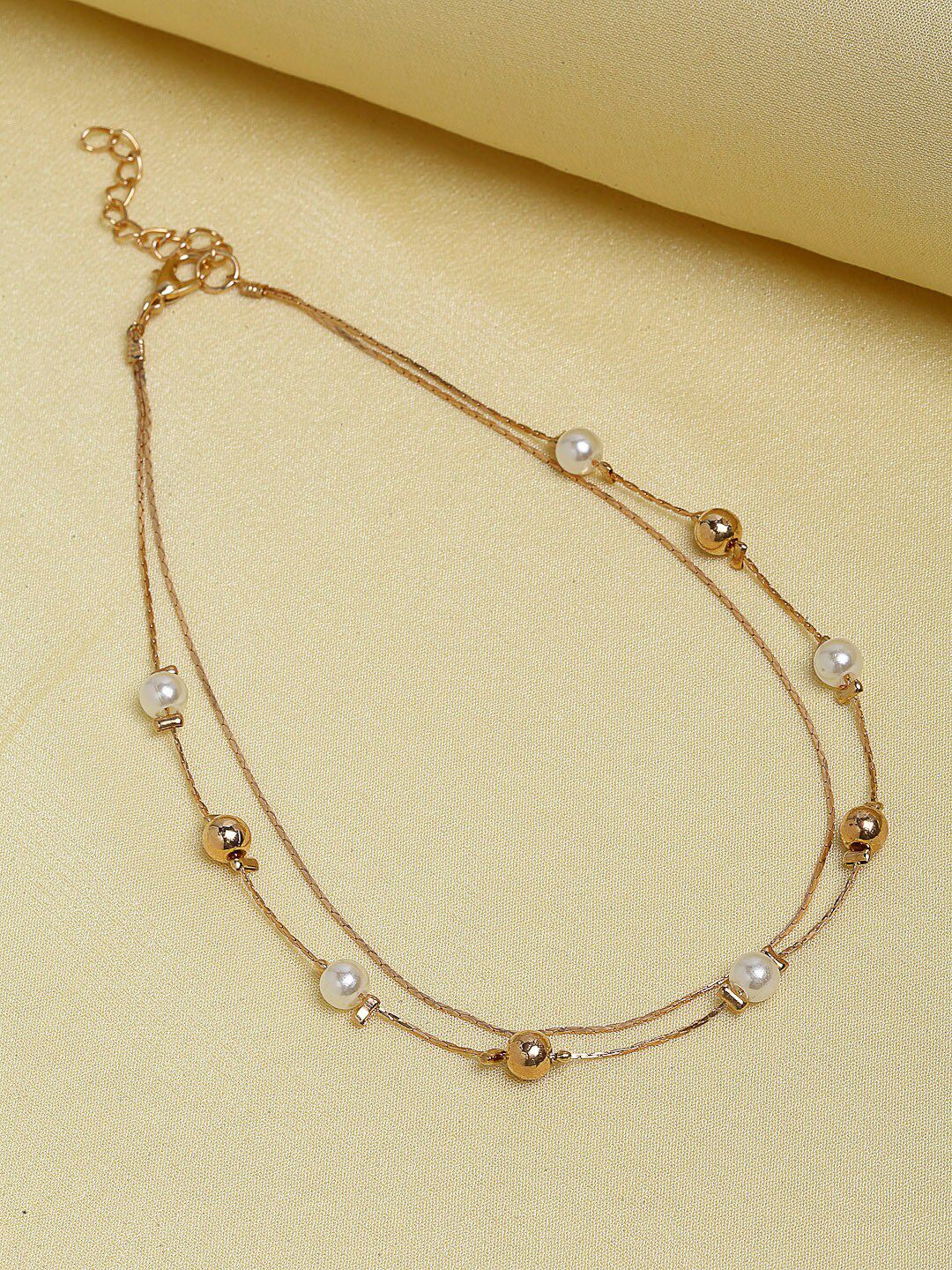 Ferosh Gold-Toned & White Gold-Plated Layered Necklace Price in India