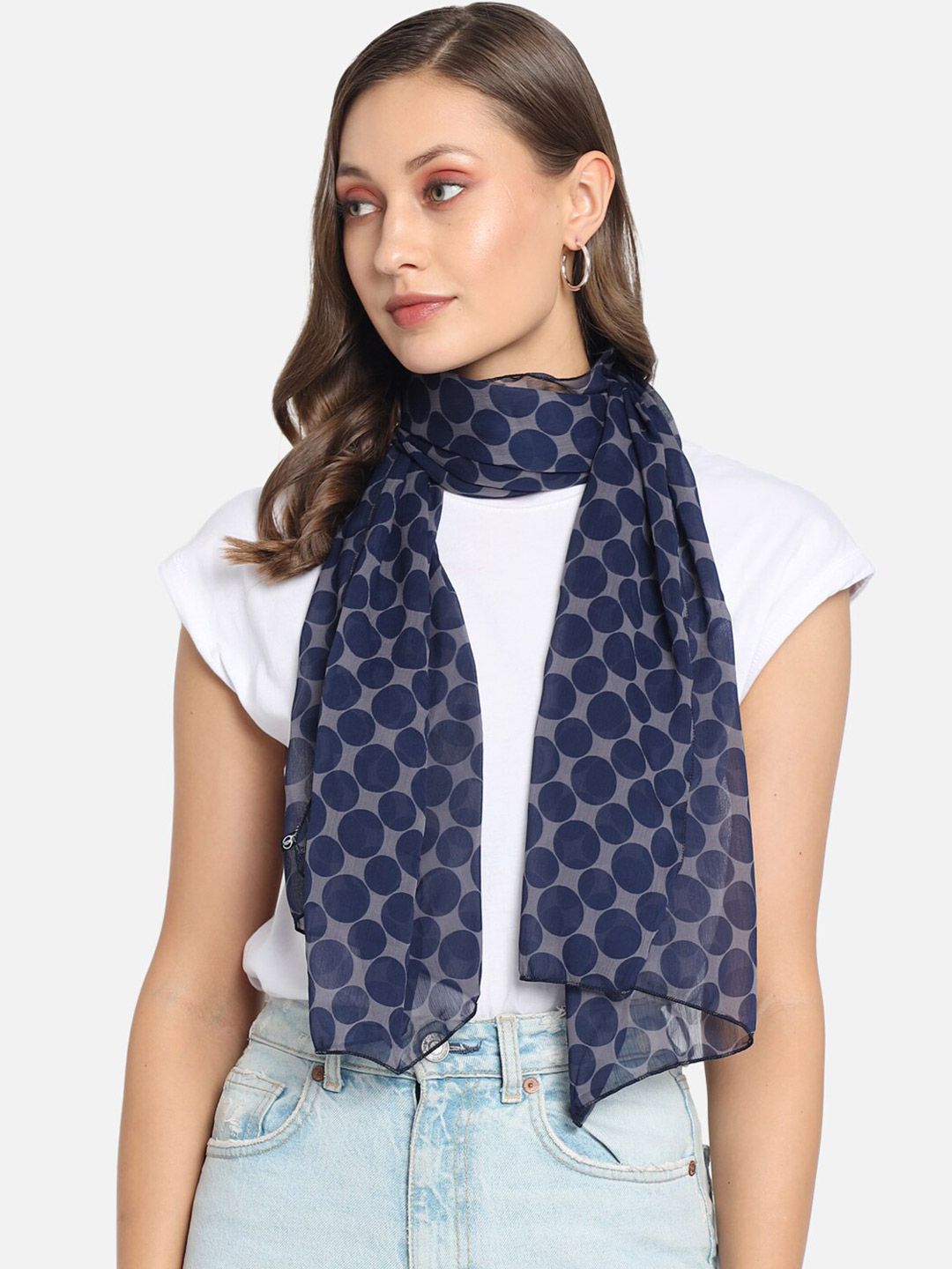 Trend Arrest Women Blue Printed Scarf Price in India