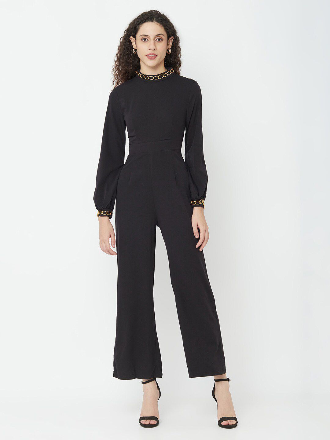 iki chic Women Black Solid Turtle Neck Jumpsuit Price in India