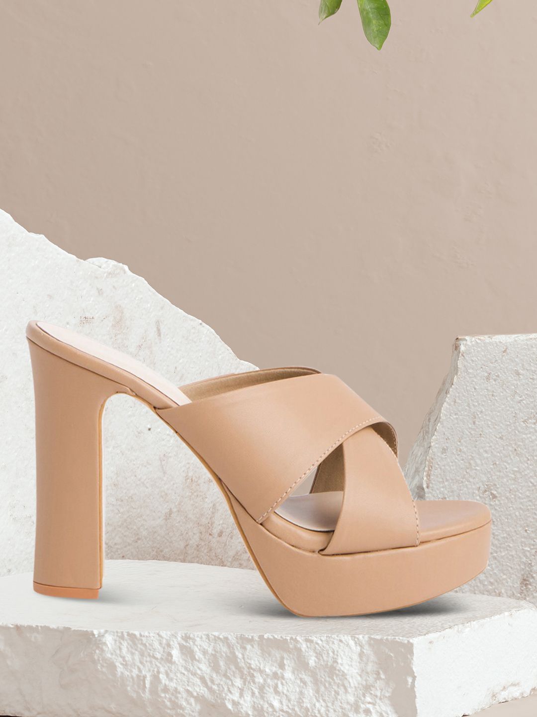 ERIDANI Beige Block Heels Price in India