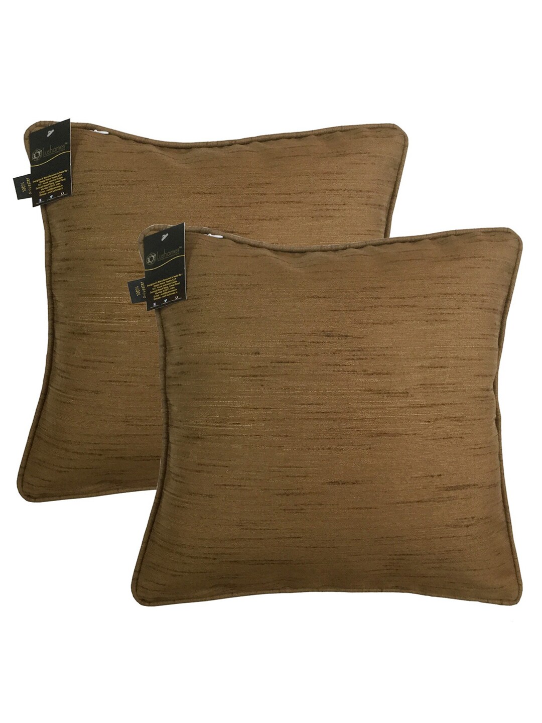 Lushomes Set of 2 Brown Square Cushion Covers Price in India