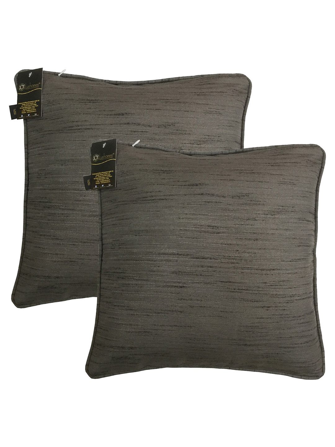 Lushomes Grey Set of 2 Square Cushion Covers Price in India