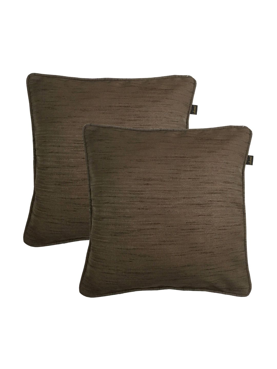 Lushomes Brown Set of 2 Square Cushion Covers Price in India