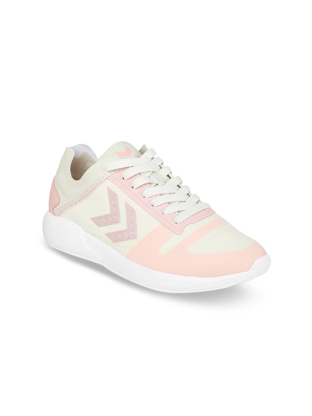 hummel Women Off White & Pink Colourblocked PU Sneakers Price in India