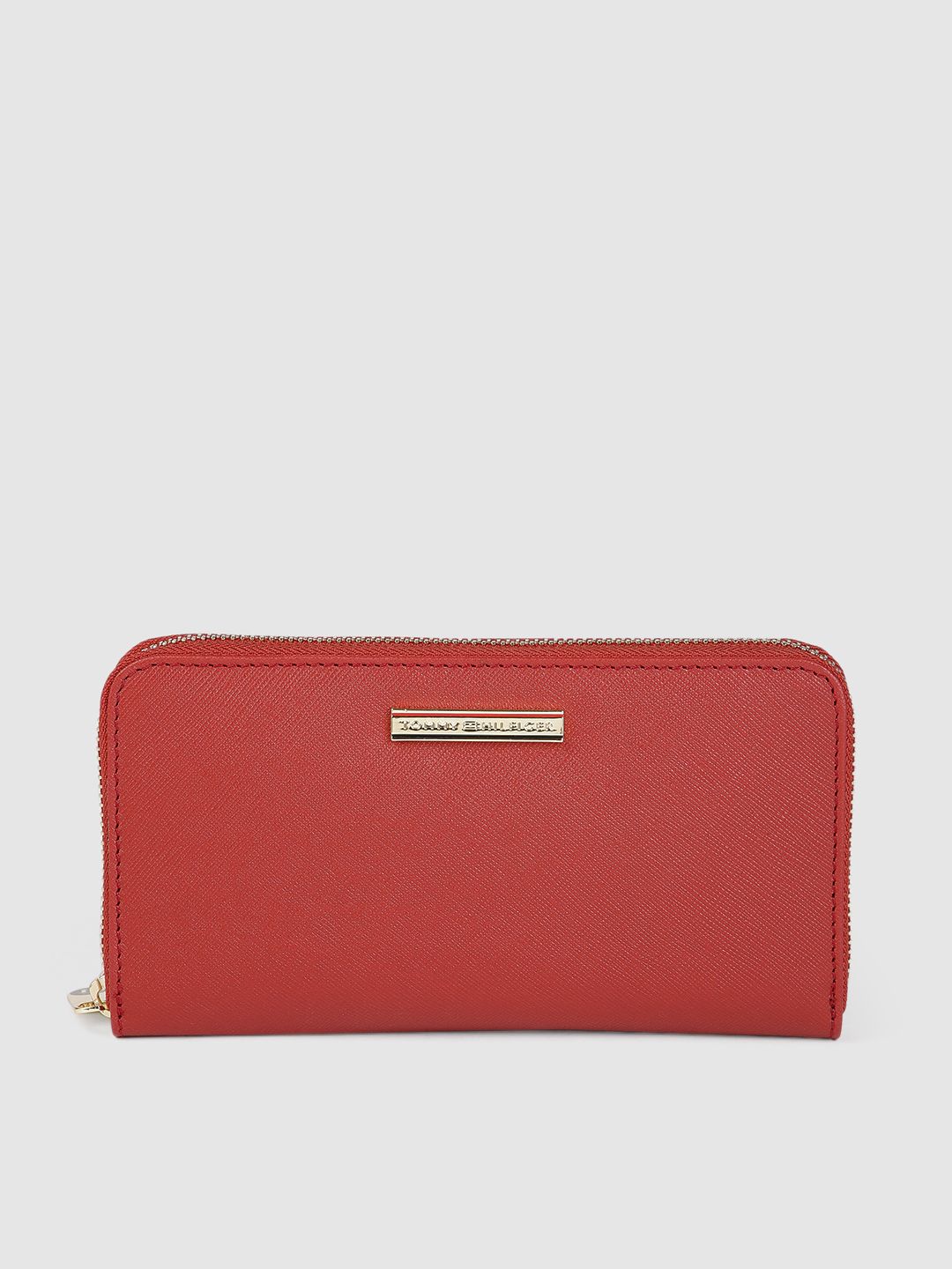 Tommy Hilfiger Women Red Leather Zip Around Wallet Price in India