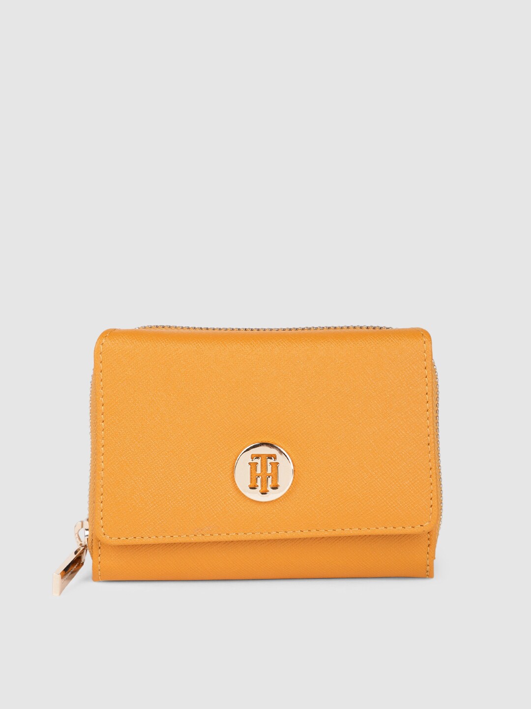 Tommy Hilfiger Women Yellow Leather Three Fold Wallet Price in India