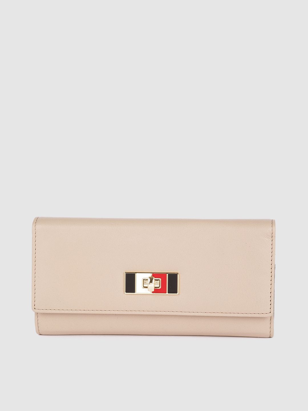 Tommy Hilfiger Women Beige Leather Three Fold Wallet Price in India