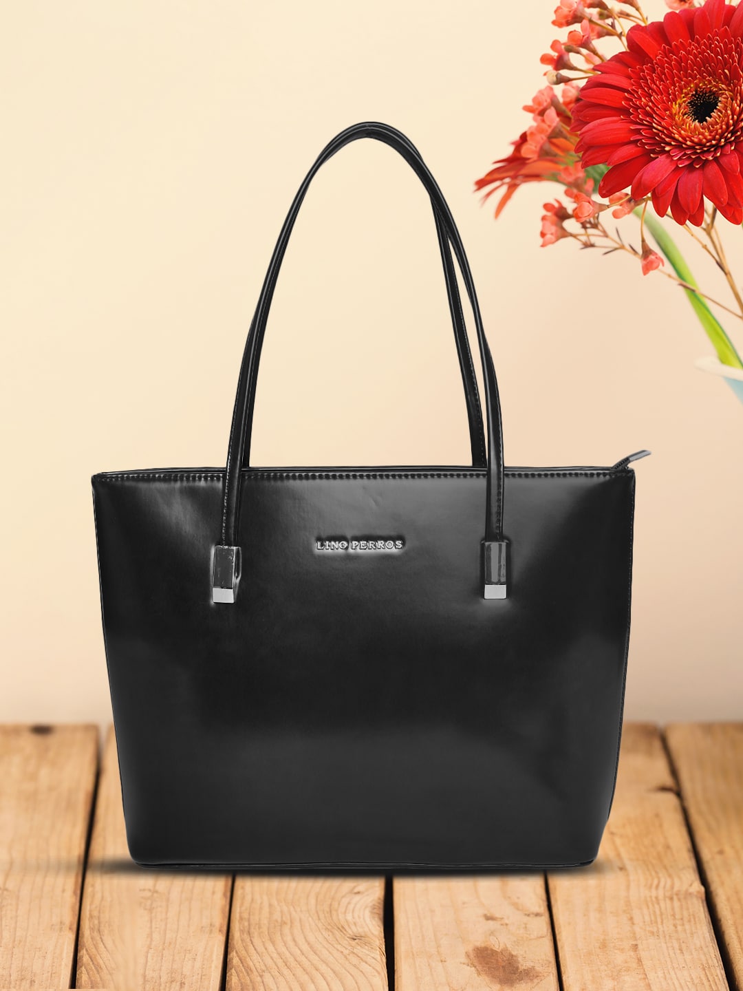 Lino Perros Black Glossy Shoulder Bag Price in India