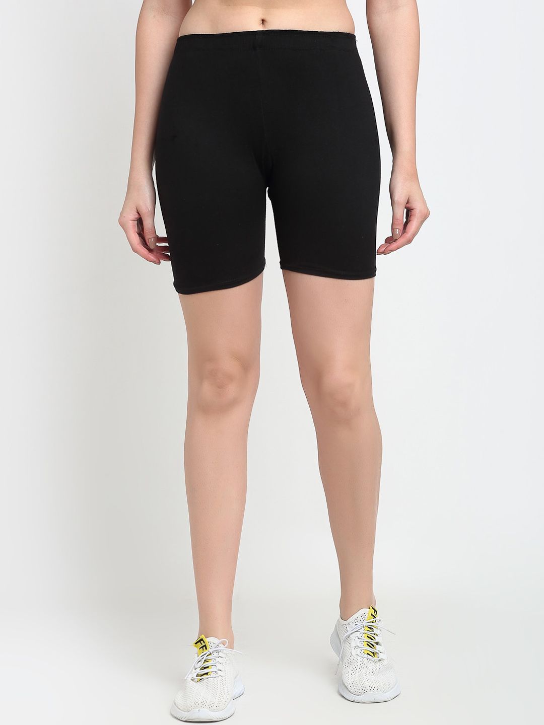 GRACIT Women Black Solid Biker Shorts Price in India