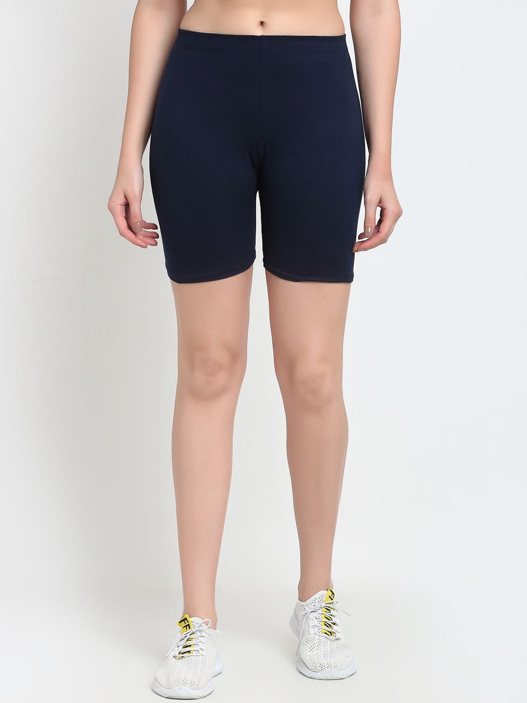 GRACIT Women Navy Blue Solid Biker Shorts Price in India