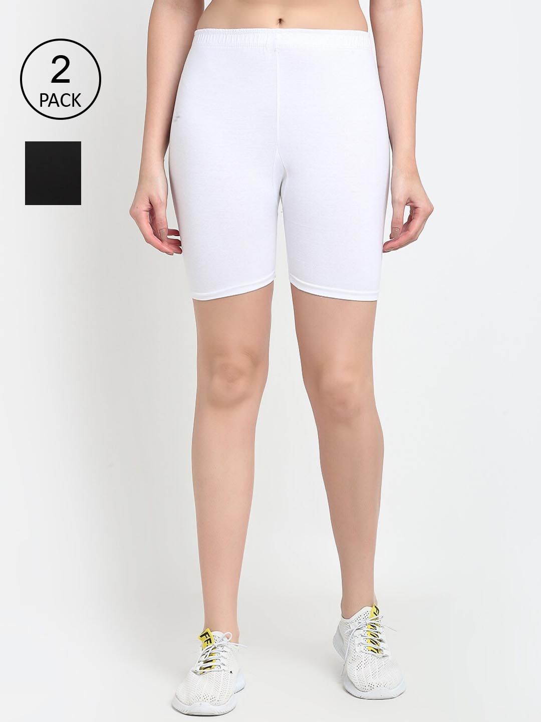 GRACIT Women Black & White Set Of 2 Biker Shorts Price in India