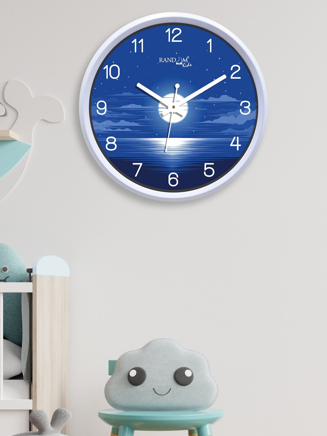 RANDOM Blue & White Printed Contemporary Wall Clock Price in India