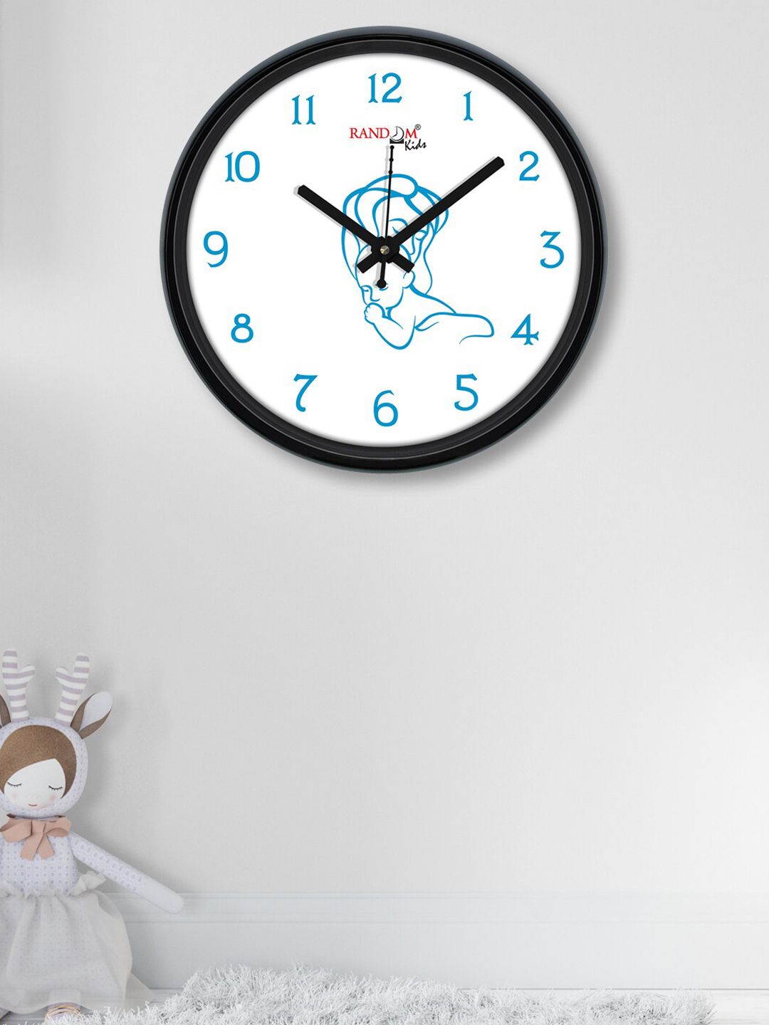 RANDOM White & Blue Printed 30.48 Cm Contemporary Wall Clock Price in India