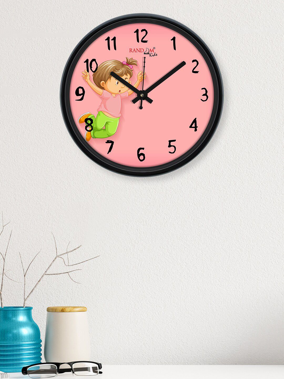 RANDOM Peach-Coloured & Green Printed Contemporary Wall Clock Price in India