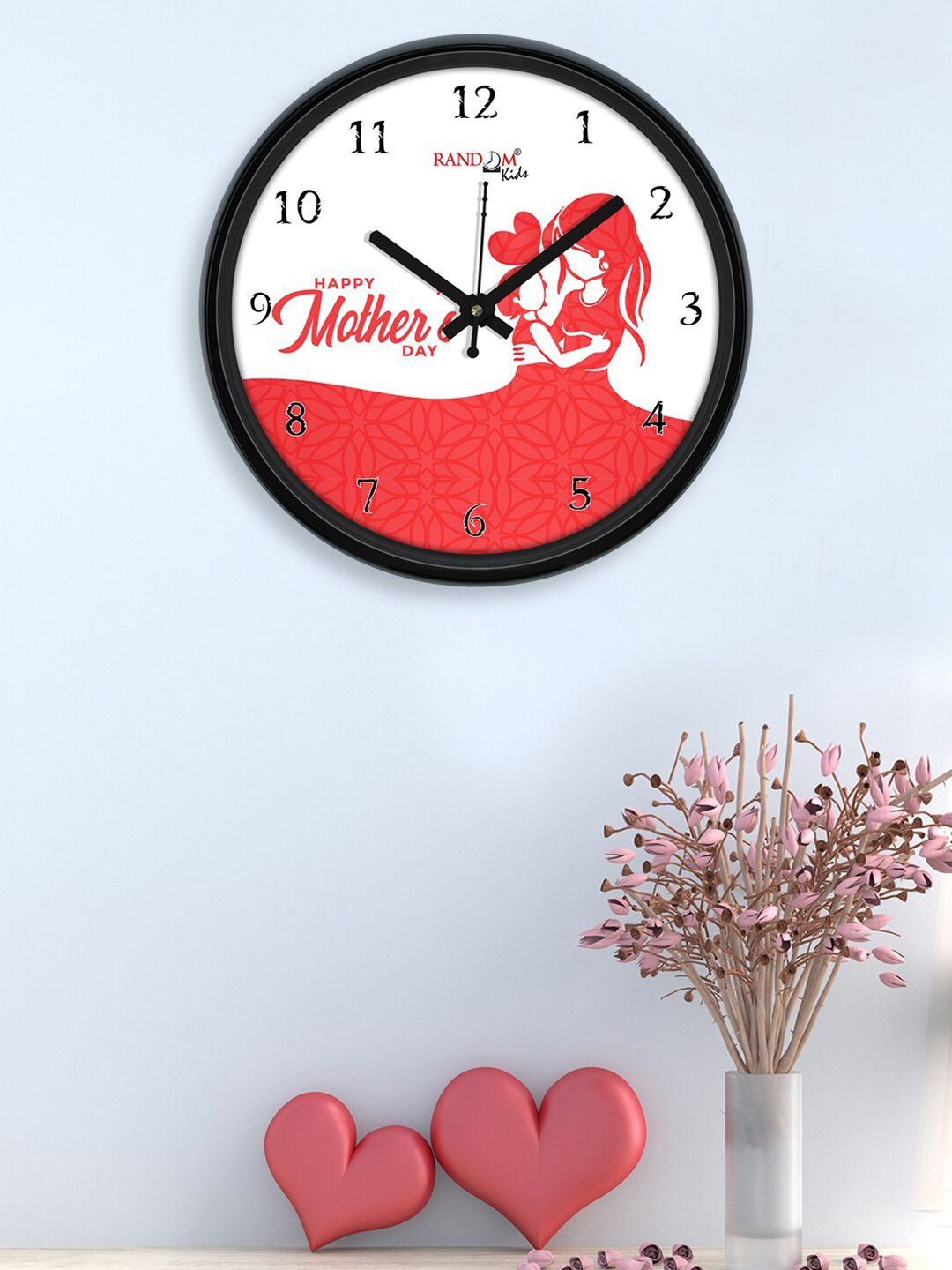 RANDOM White & Pink Printed Contemporary Wall Clock Price in India