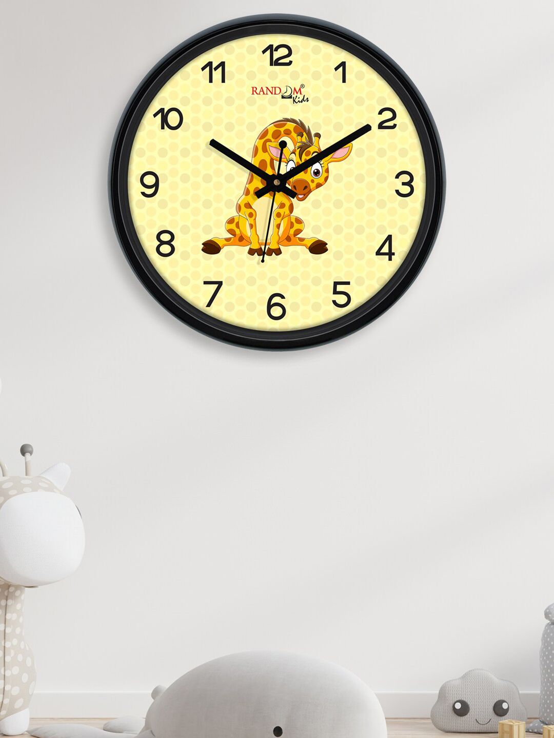 RANDOM Yellow & Black Giraffe Printed Contemporary Wall Clock 30 CM Price in India