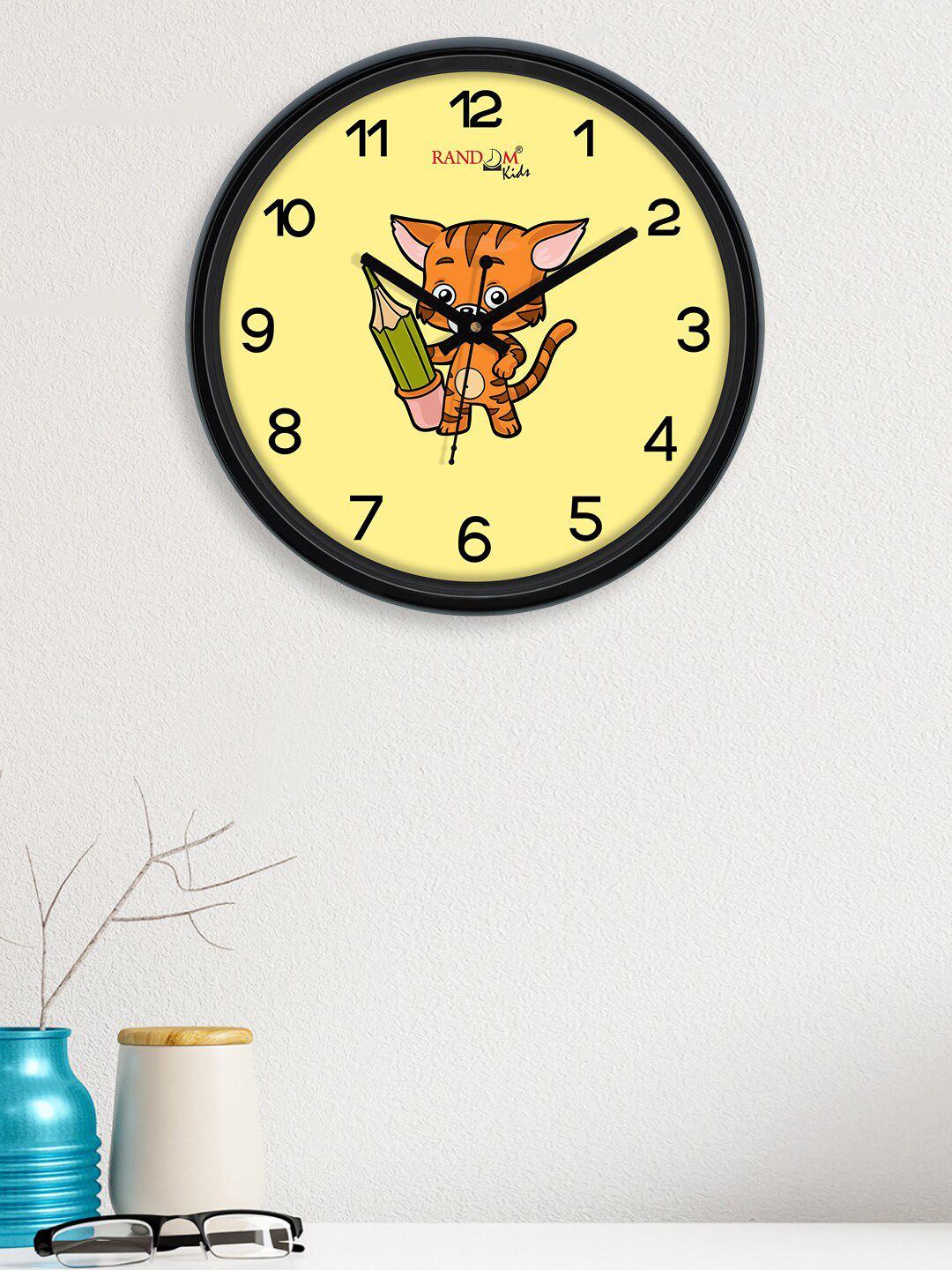 RANDOM Lime Green & Brown Printed Contemporary Wall Clock Price in India