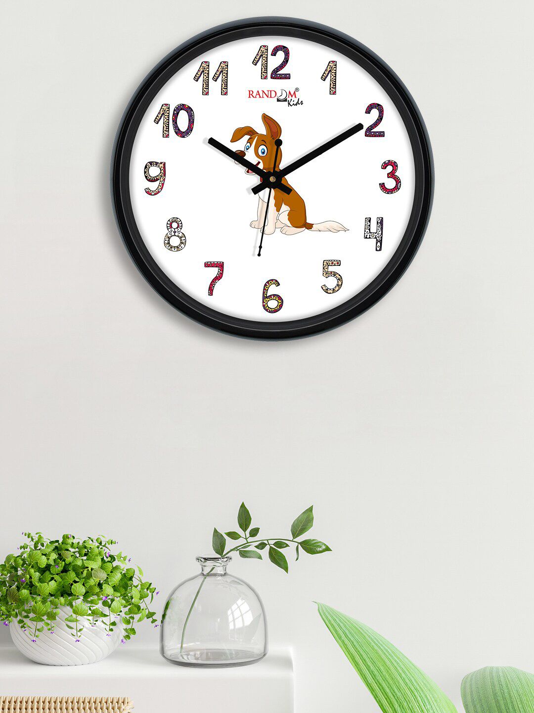 RANDOM White & Brown Printed Analogue Contemporary Wall Clock Price in India