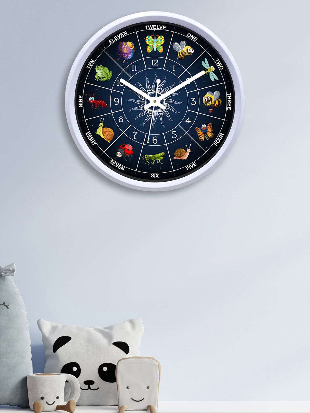 RANDOM Navy Blue & White Printed Contemporary Wall Clock Price in India