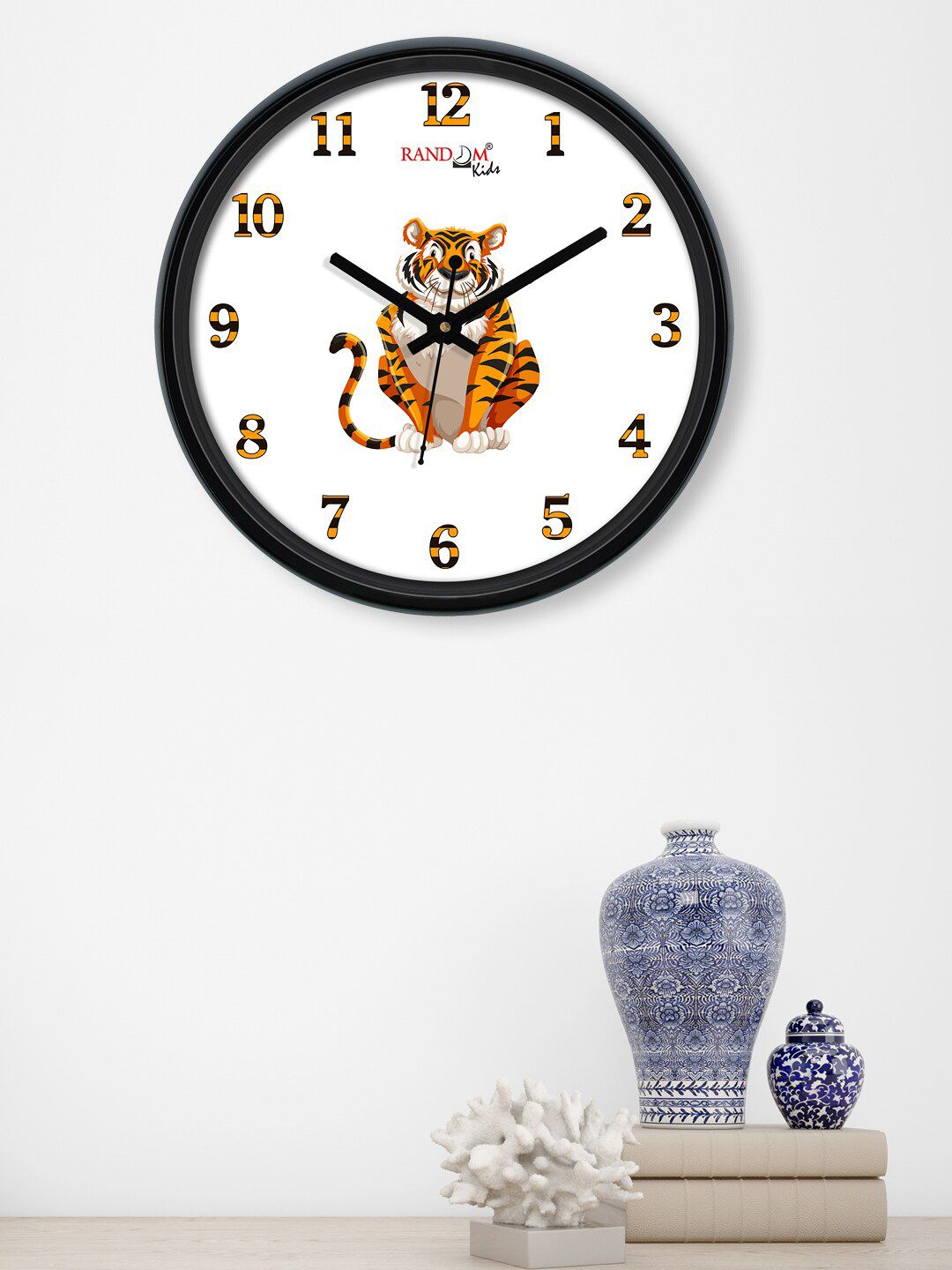 RANDOM White & Yellow Printed Analogue Contemporary Wall Clock Price in India