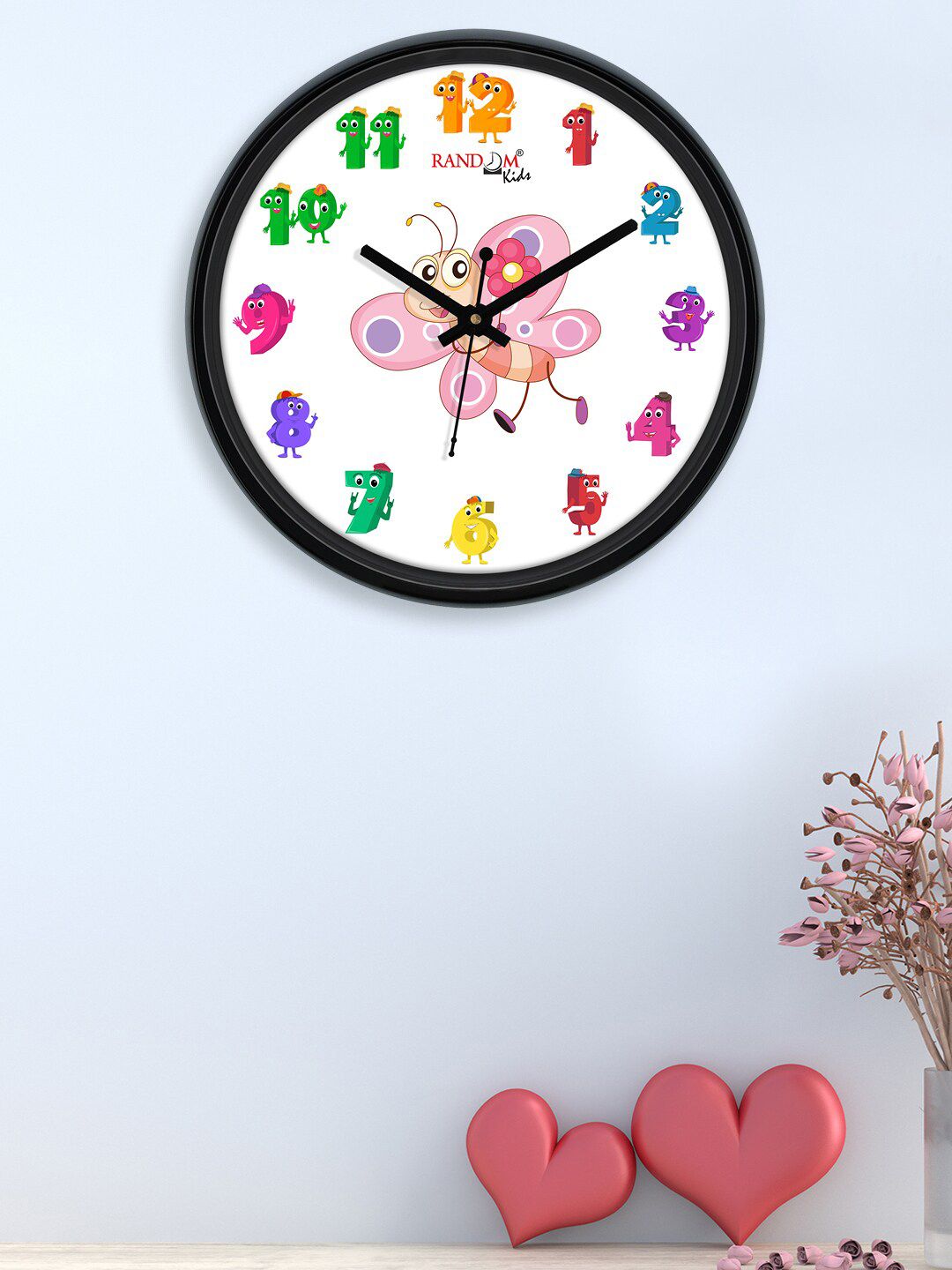 RANDOM Unisex White & Pink Printed Contemporary Wall Clock Price in India