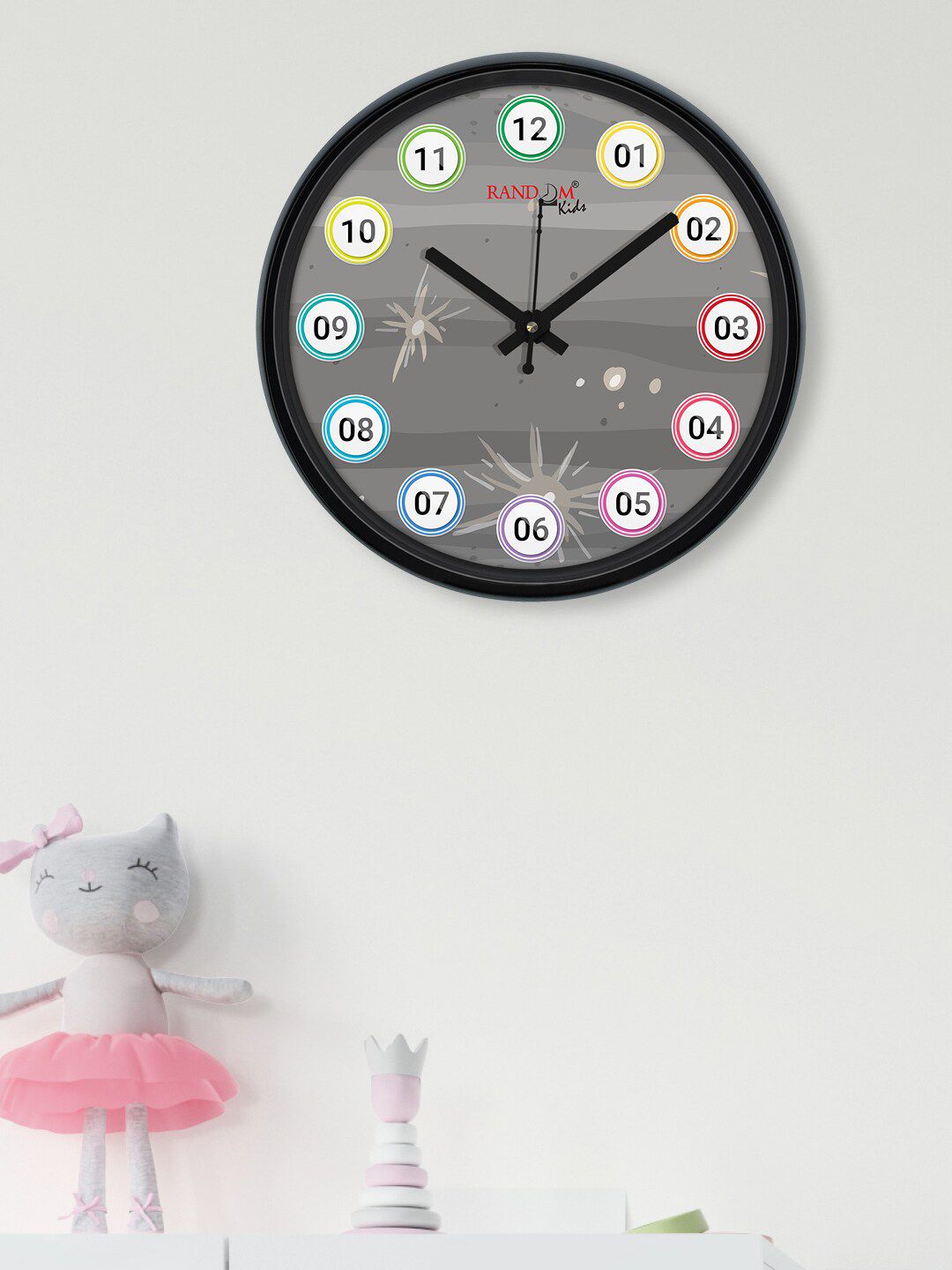 RANDOM Grey & Blue Printed 30.48 Cm Contemporary Wall Clock Price in India