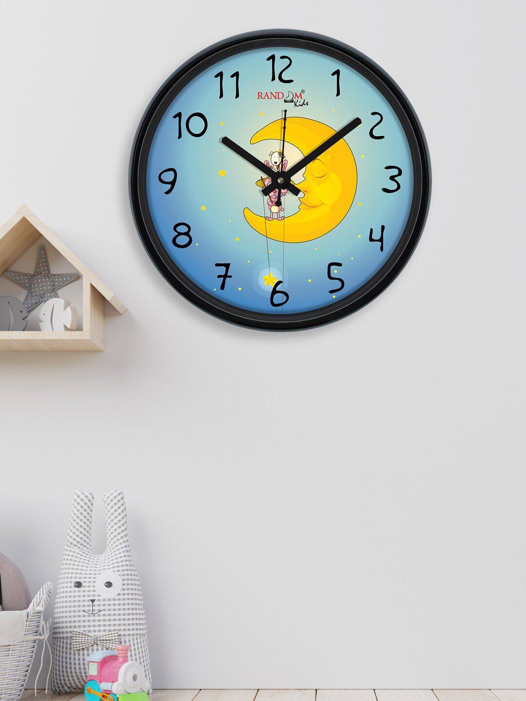 RANDOM Unisex Blue & Yellow Printed Contemporary Wall Clock Price in India
