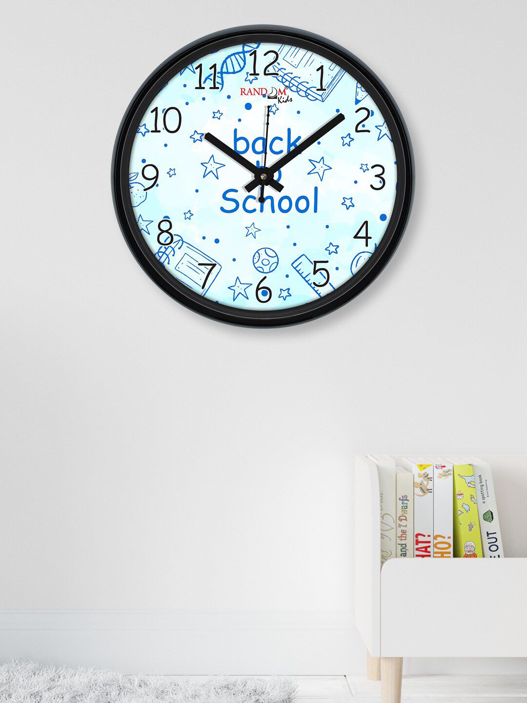 RANDOM White & Blue Printed Contemporary Wall Clock Price in India