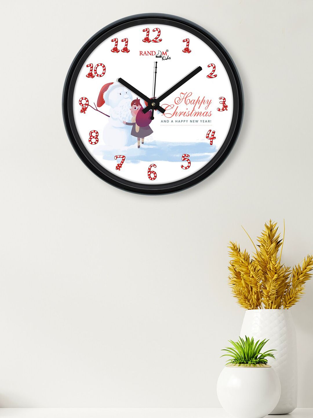 RANDOM White & Red Printed Contemporary Wall Clock Price in India