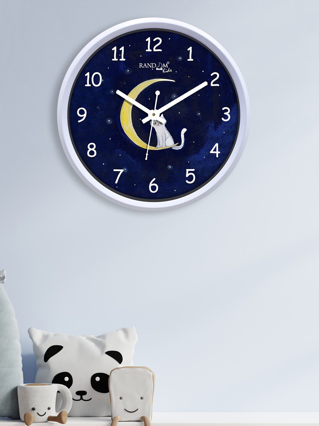 RANDOM Navy Blue Printed Plastic Wall Clock With Glass - 12 Inches Price in India