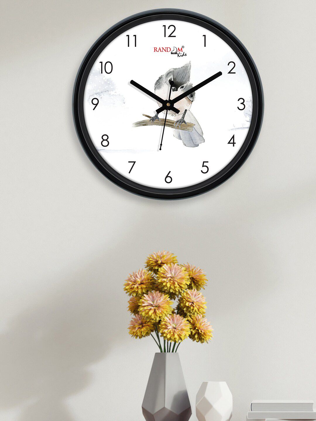 RANDOM White & Grey Printed Analogue Contemporary Wall Clock Price in India