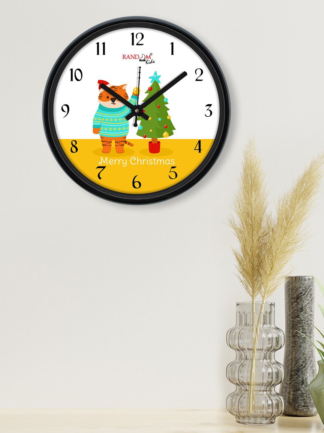 RANDOM White & Yellow Printed 30.48 Cm Contemporary Wall Clock Price in India