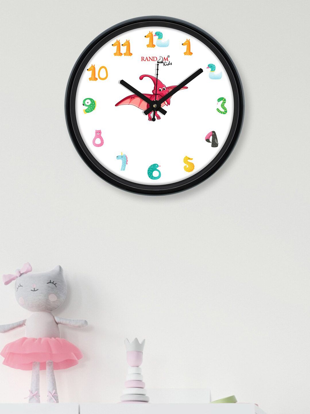 RANDOM White & Black Printed Contemporary Wall Clock Price in India