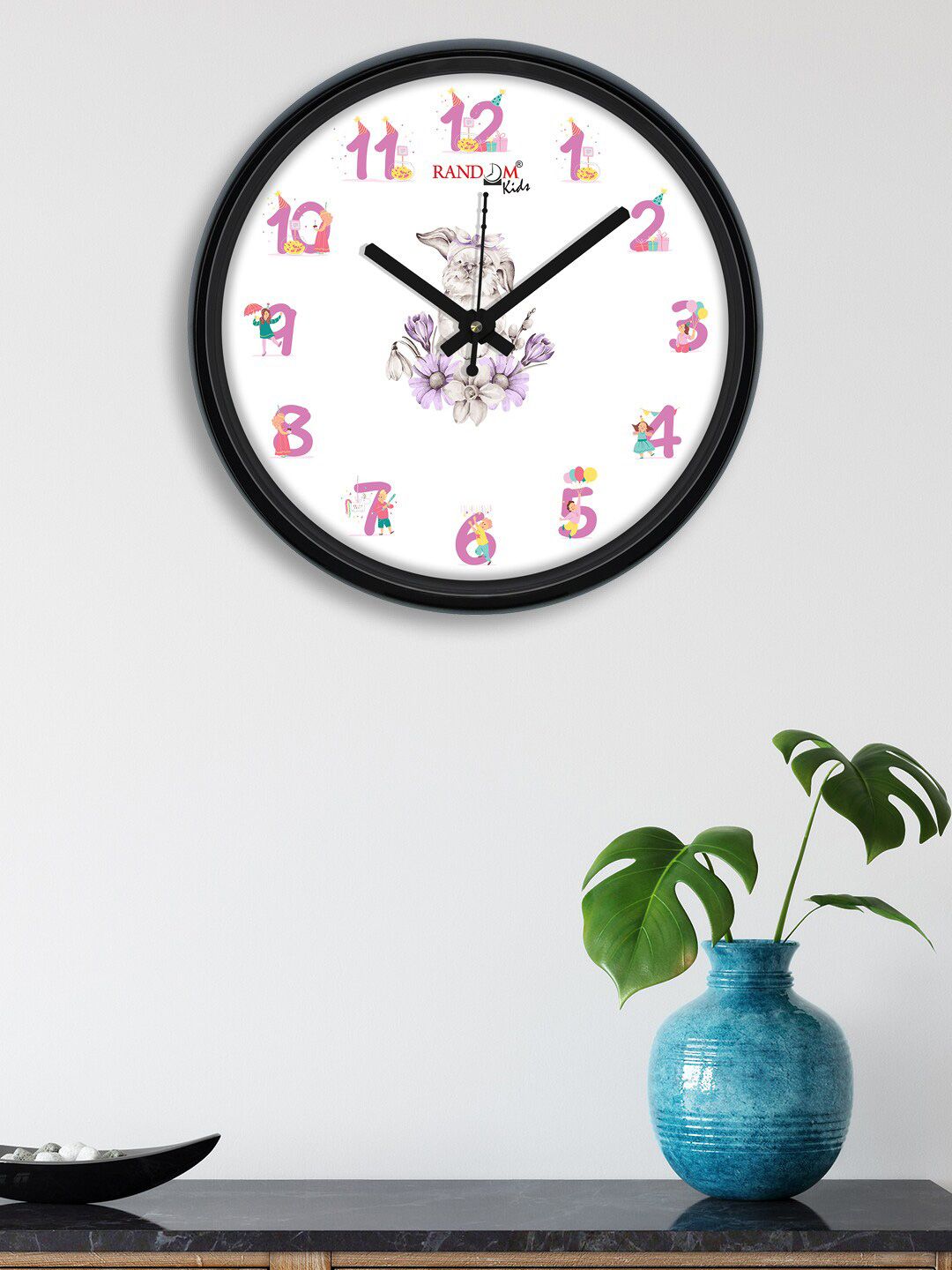 RANDOM White & Purple Printed Contemporary Wall Clock Price in India