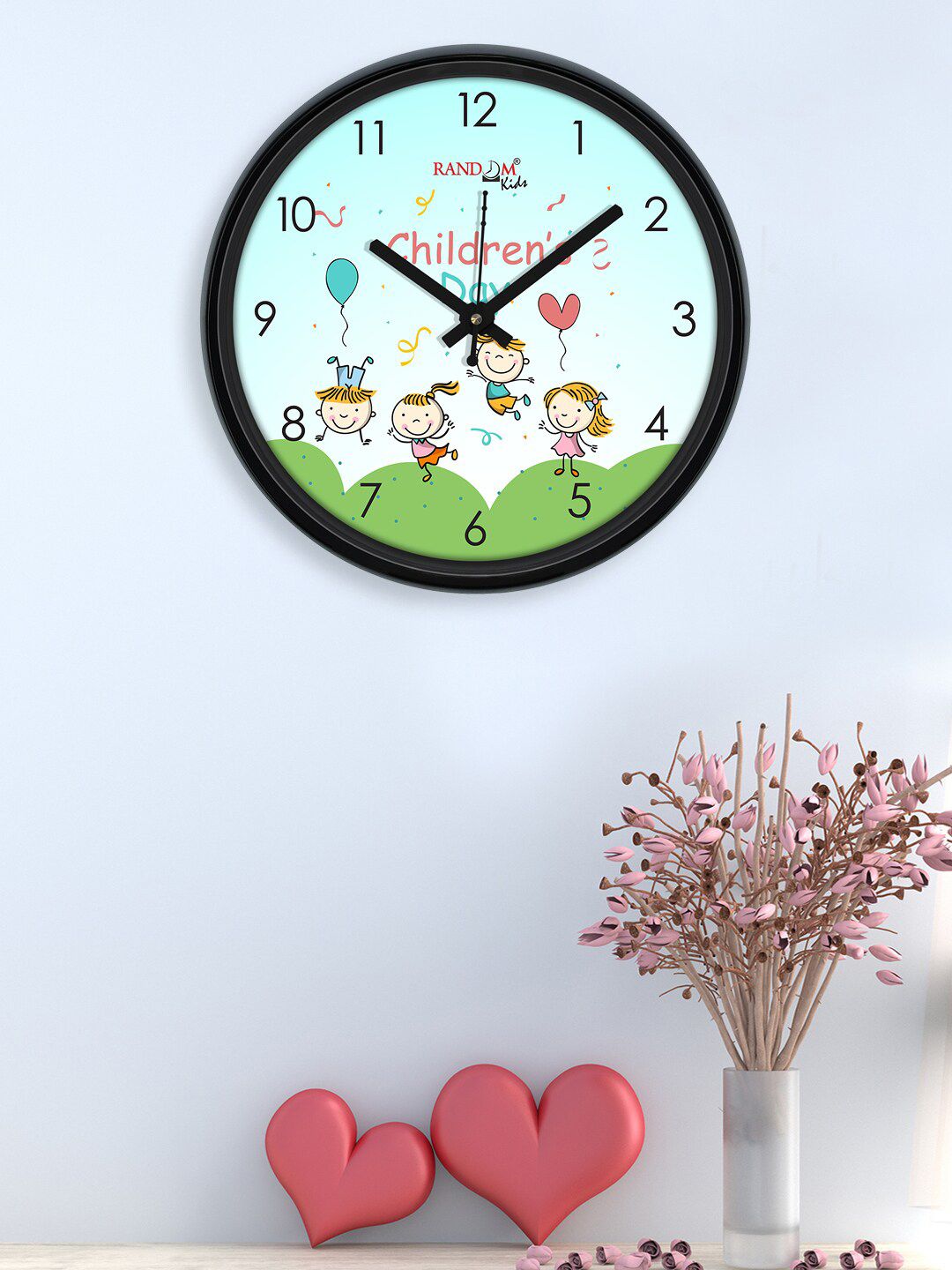 RANDOM Green & Pink Printed Contemporary Wall Clock Price in India