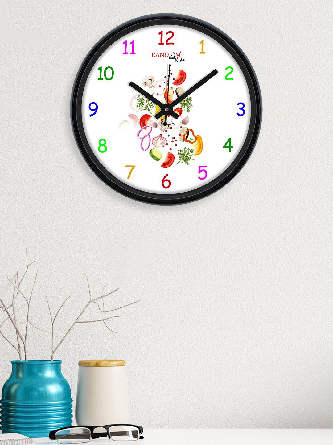 RANDOM White & Black Printed Contemporary Wall Clock Price in India