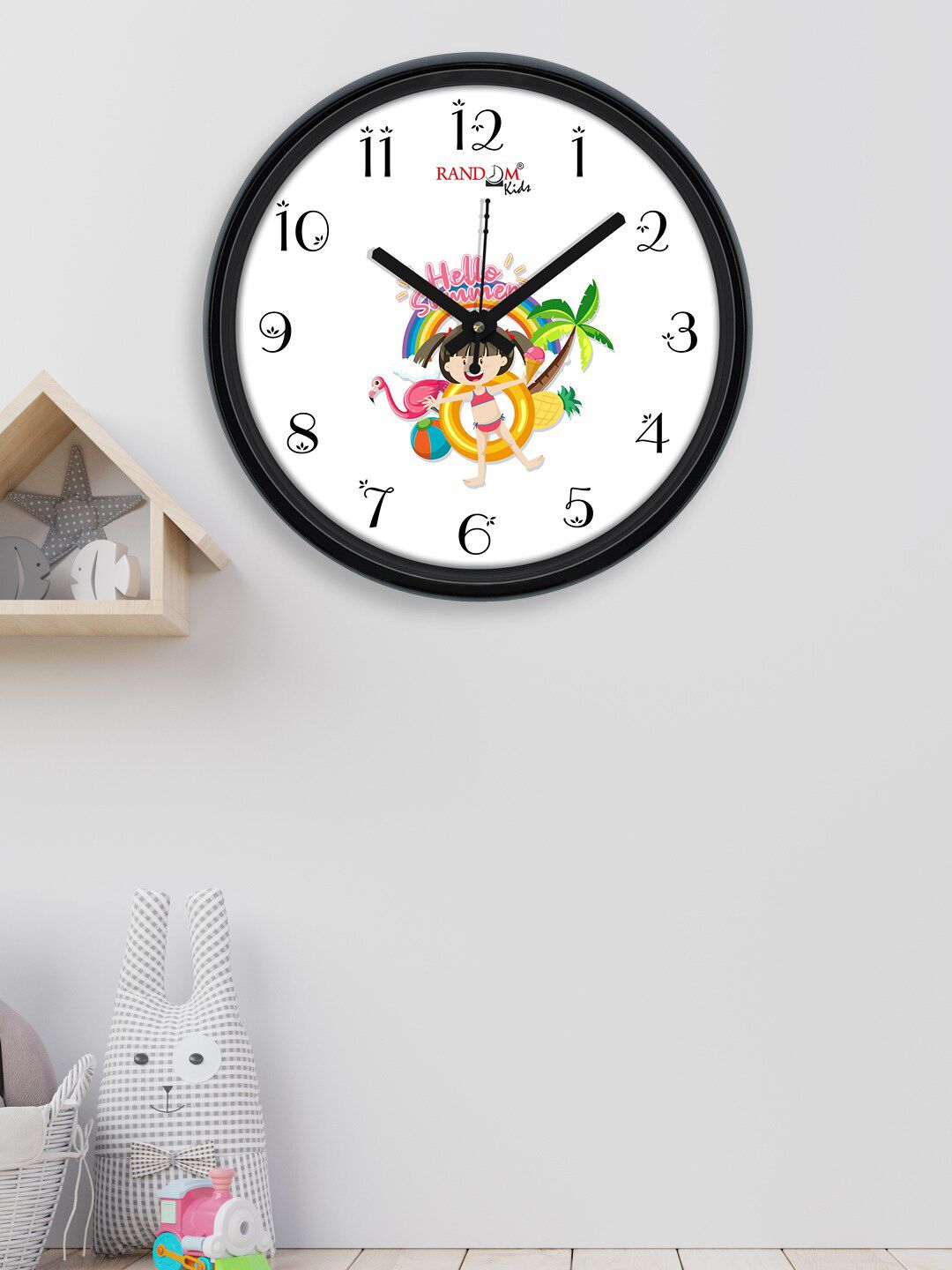 RANDOM White & Black Printed 30.48 Cm Contemporary Wall Clock Price in India