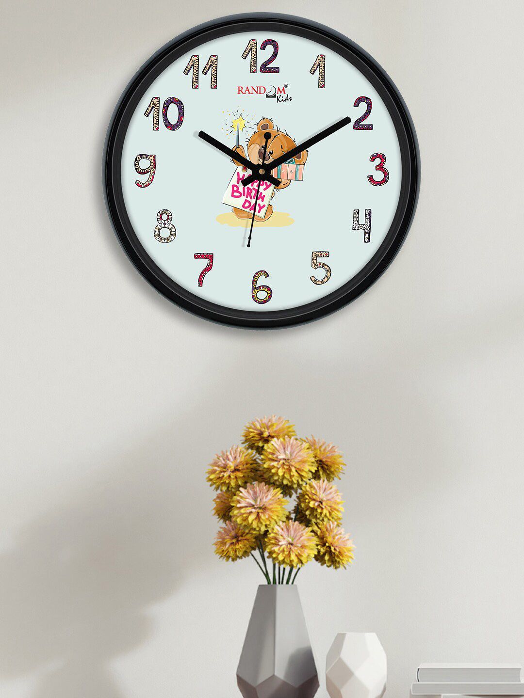 RANDOM Grey & Brown Printed Contemporary Wall Clock Price in India