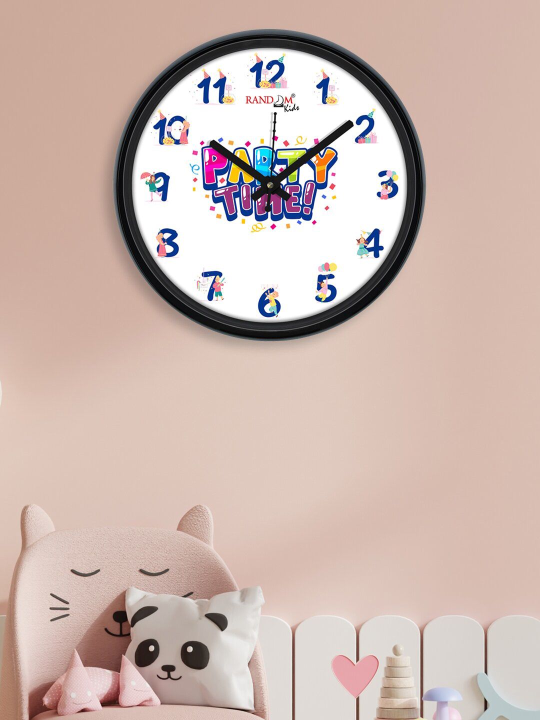 RANDOM White & Blue Printed Analogue Contemporary Wall Clock Price in India