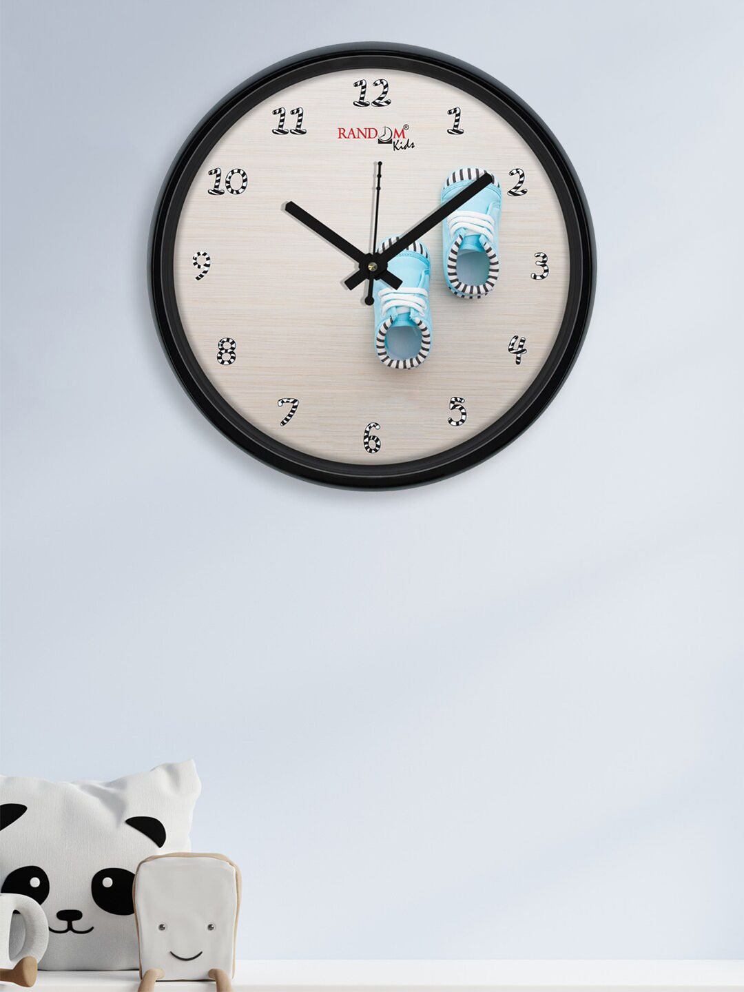RANDOM Grey & Black Kids Shoes Printed Contemporary Wall Clock 30 CM Price in India