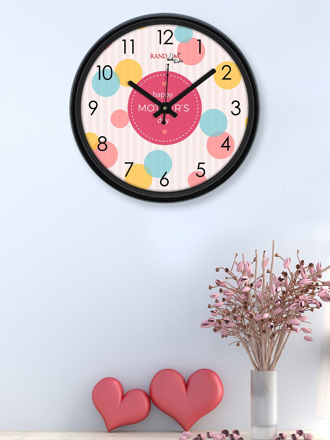 RANDOM Multi Printed Plastic Wall Clock With Glass - 12 Inches Price in India