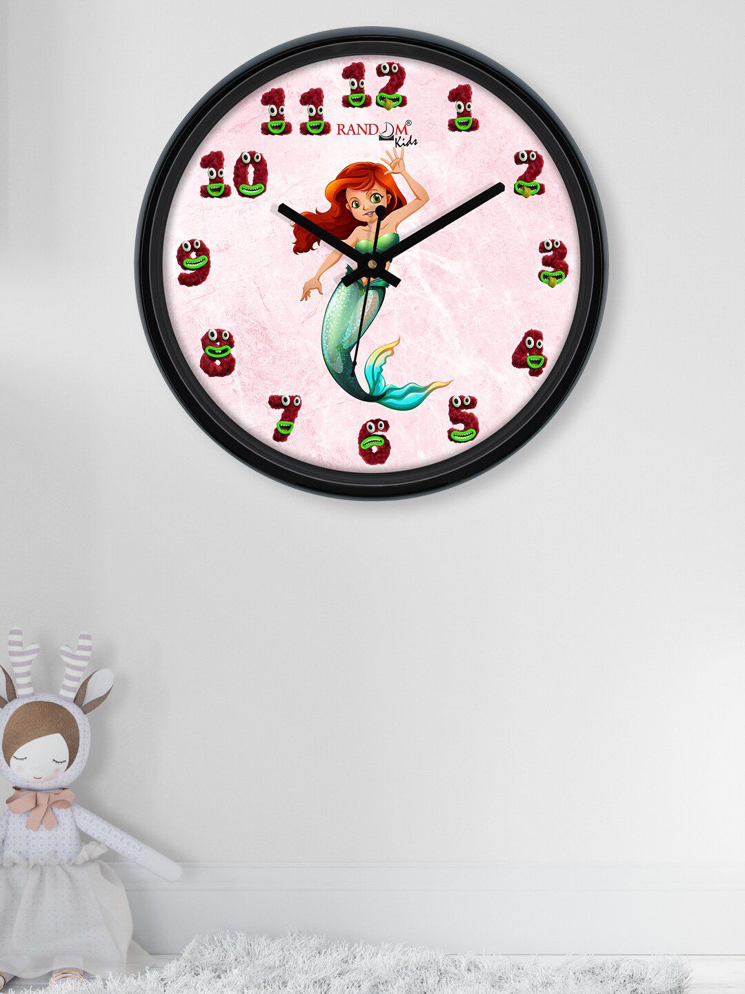 RANDOM Pink & Green Printed Contemporary Wall Clock Price in India